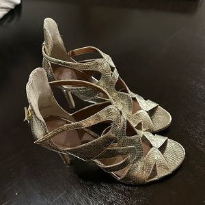 Tesori Gold Snakeskin Heels